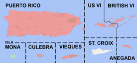 Range map of Anolis cristatellus